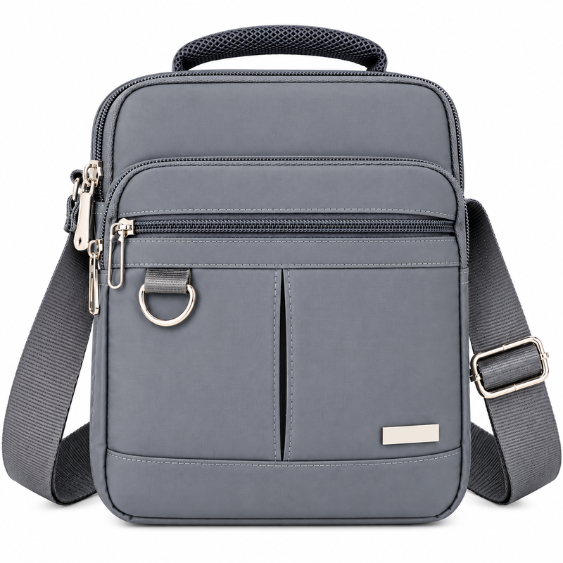 2453 Grey Twin Top Zip X-Body Bag W-2 Front Zips (New) (image for) 2453 Grey Twin Top Zip X-Body Bag W-2 Front Zips (New)